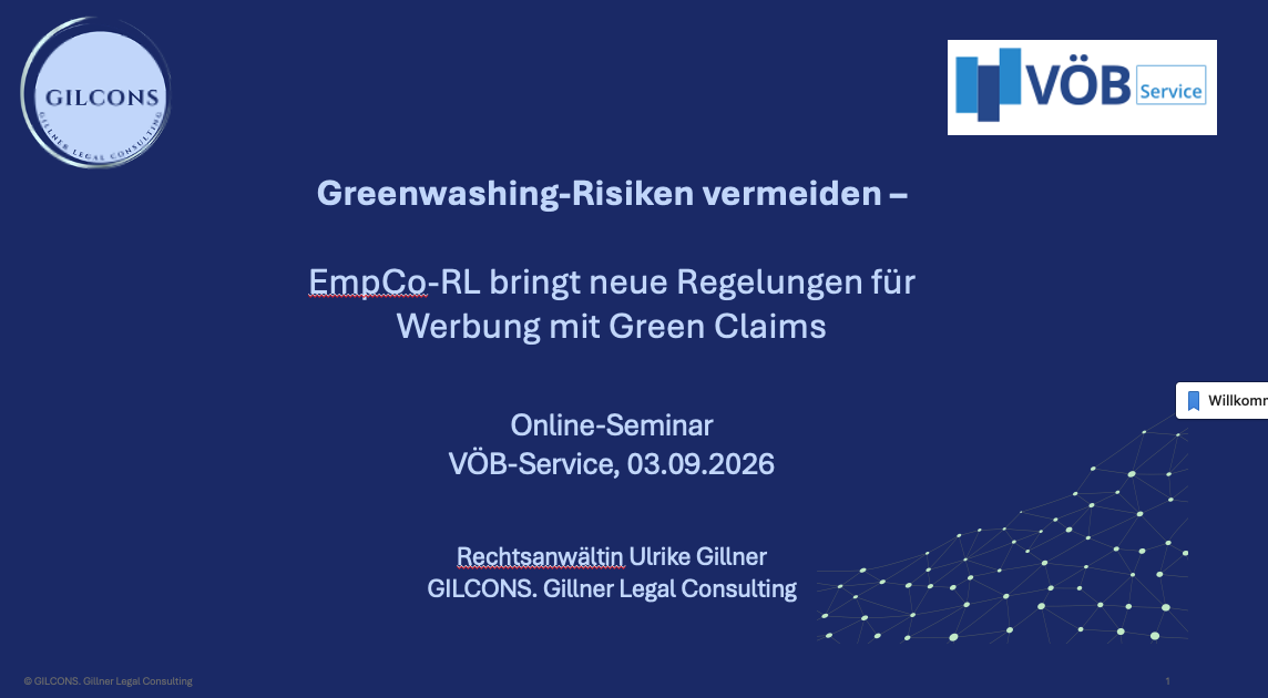 Rückblick: Online-Seminar „Greenwashing-Risiken vermeiden“